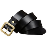 Western Style Leather Belt with Golden Buckle