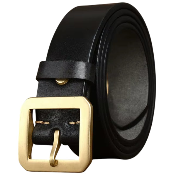 Western Style Black Premium Leather Belt