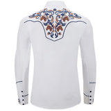 White Country Western Shirt with Horse Embroidery