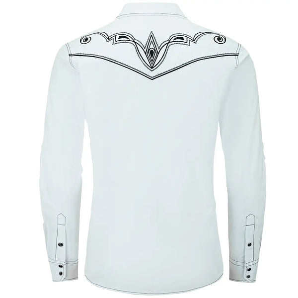 White Cowboy Shirt with Embroidery