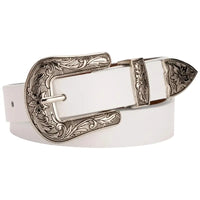 White Leather Western Belt