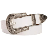 White Leather Western Belt