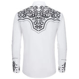 White Western Shirt with Black Embroidery