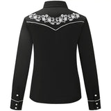 Women's Black Western Shirt with White Embroidery