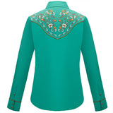 Women's Green Floral Western Shirt