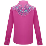 Women's Pink Western Shirt with Floral Embroidery