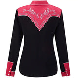 Women's Black and Pink Retro Western Shirt