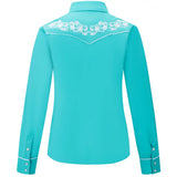 Women's Turquoise Western Shirt with White Embroidery
