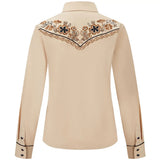Beige Women's Western Embroidered Shirt