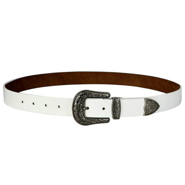 White Leather Western Belt | Western Cowboy