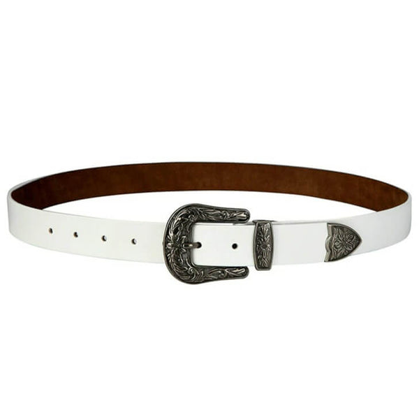 White Leather Cowgirl Belt