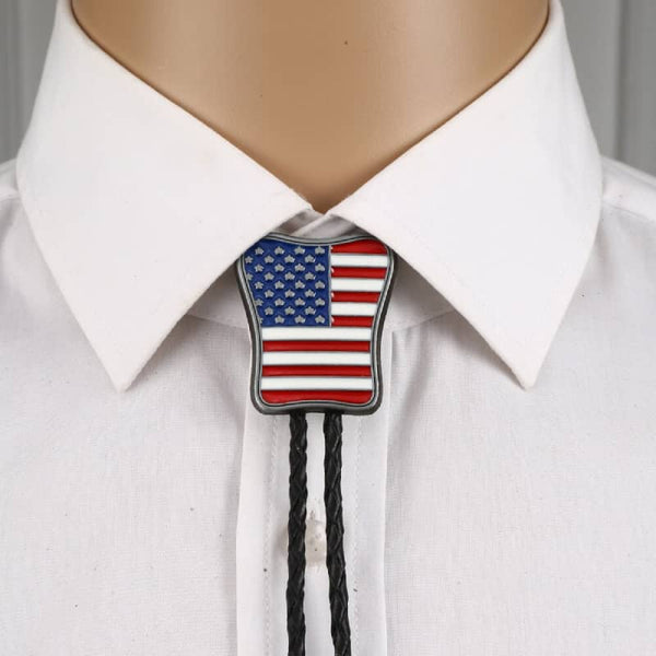 American Flag Western Bolo Tie