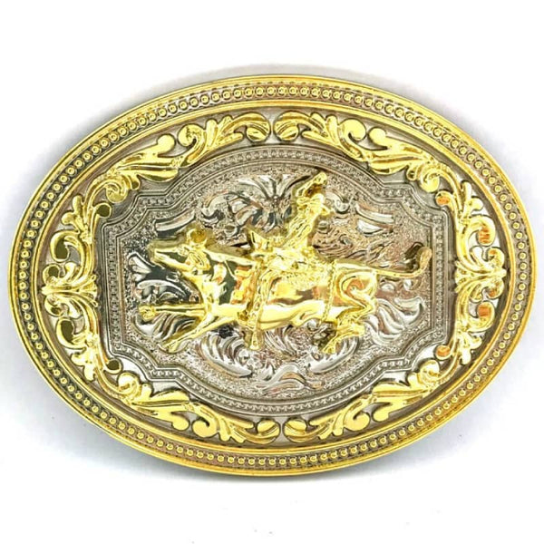 Gold Cowboy Rodeo Belt Buckle