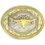 Gold Cowboy Longhorn Belt Buckle