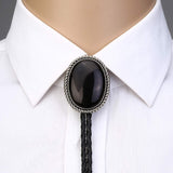 Black Oval Bolo Tie