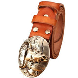 Brown Cowboy Belt with Gold Buckle
