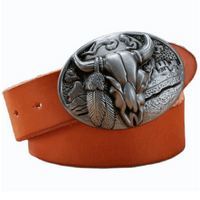 Brown Cowboy Belt with Silver Buckle