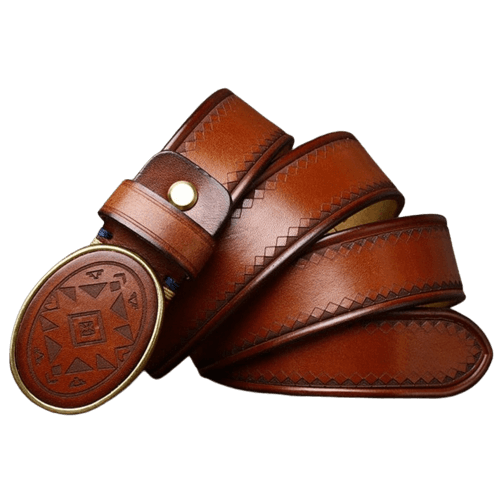 Brown Genuine Leather Western Belt