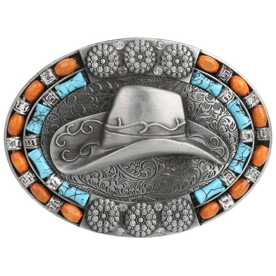 Cowboy Hat Belt Buckle Western Cowboy