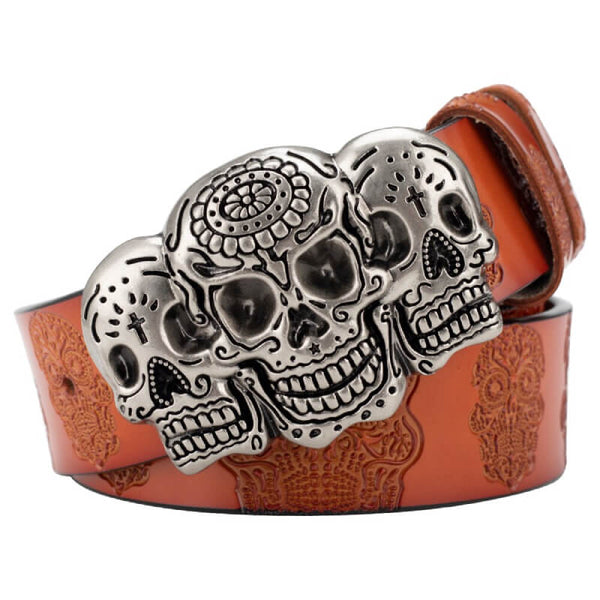 Mexican Skull Cowboy Belt