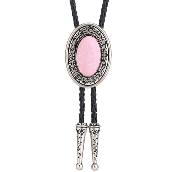 Pink Oval Bolo Tie