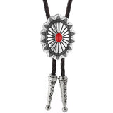 Silver and Red Bolo Tie Necklace