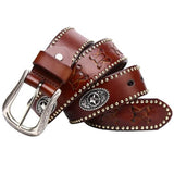 Brown Studded Western Belt