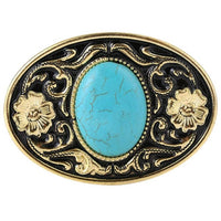 Western Cowboy Belt Buckle with Turquoise